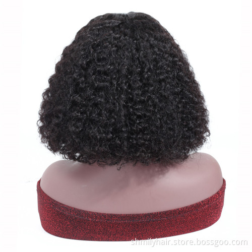 Indian Human Hair Kinky Curly Wigs 13*4 Short Size 6 Inch Bob Indian Virgin Remy Hair 100 Human Hair Lace Front Bob Wig